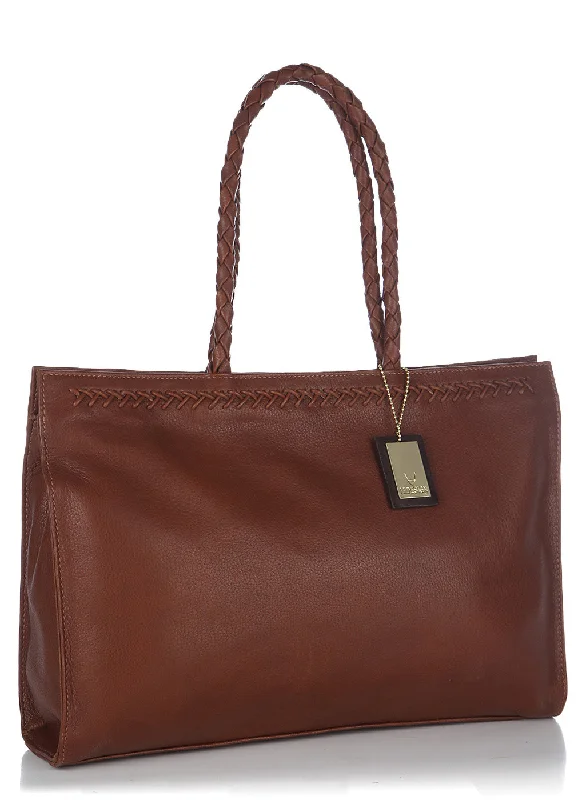 Juno 03 Tan Leather Tote Bag