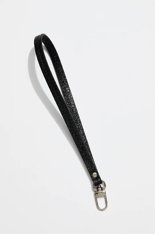 Leather Clutch Wristlet | Black Silver