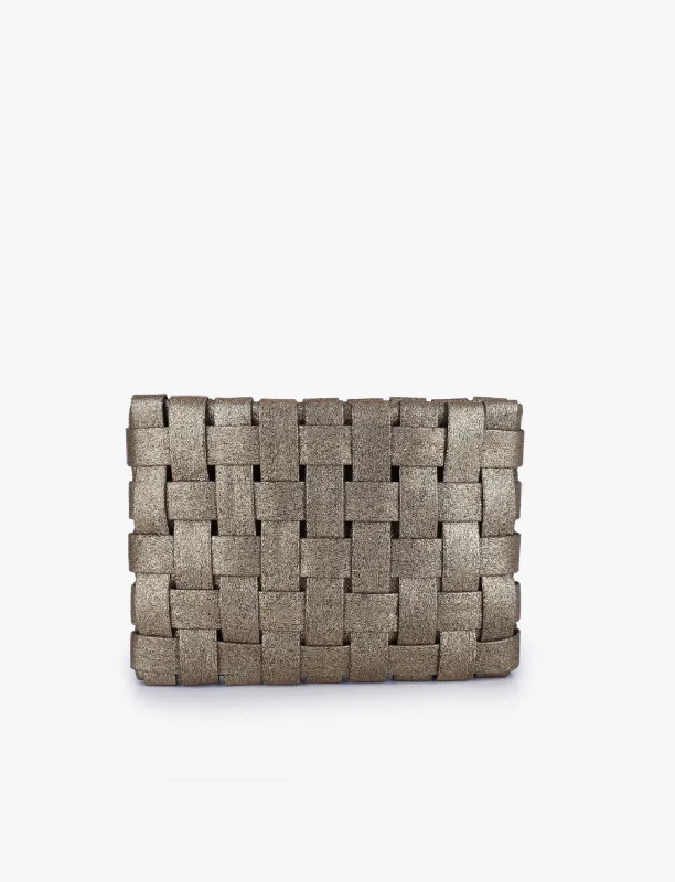 LINDY CLUTCH WOVEN LARGE GOLD