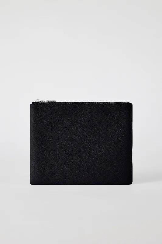 Classic Leather Clutch | Black Silver