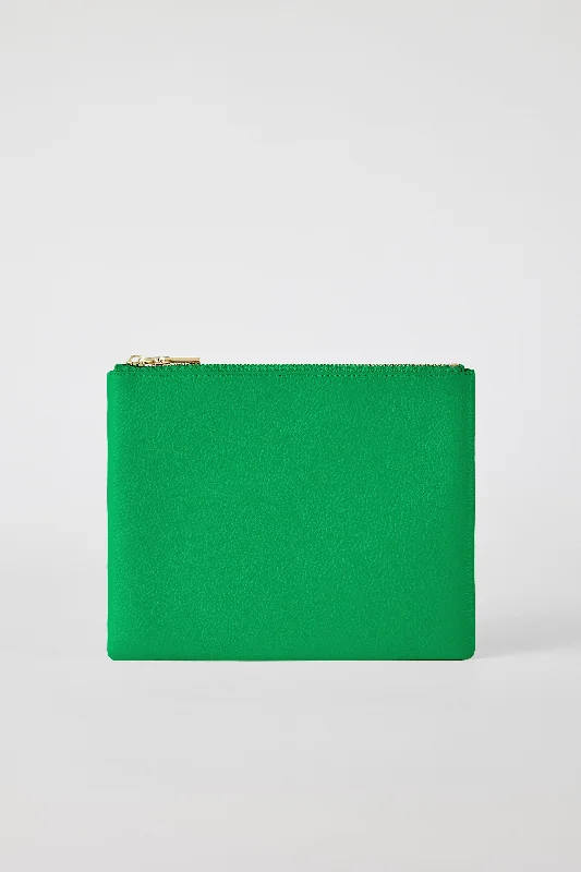 Classic Leather Clutch | Green Gold