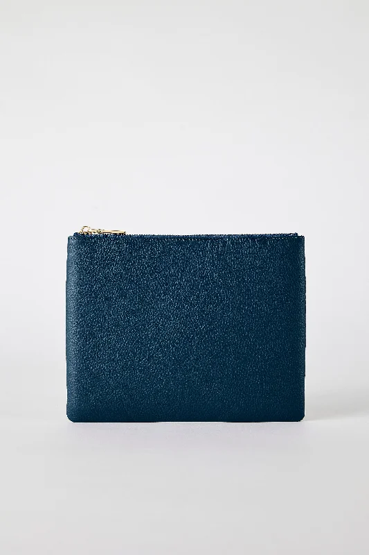 Classic Leather Clutch | Navy Gold