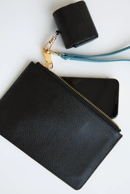 Small Leather Clutch | Black Gold