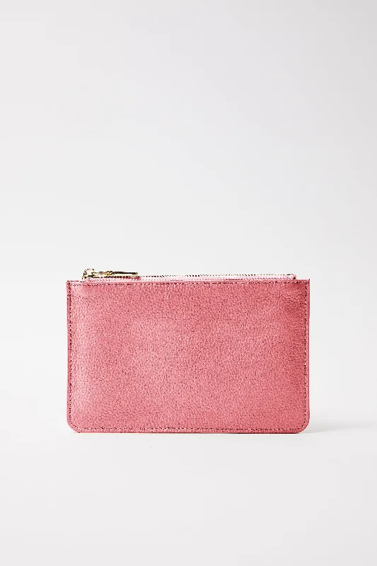 Small Leather Clutch | Bubblegum Pink Gold