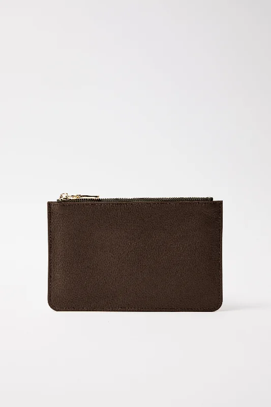 Small Leather Clutch | Chocolate Gold