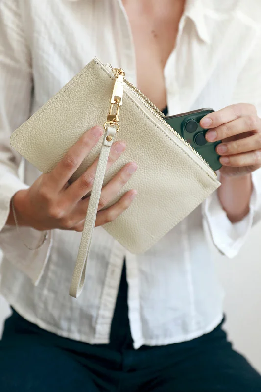 Small Leather Clutch | Cream Gold