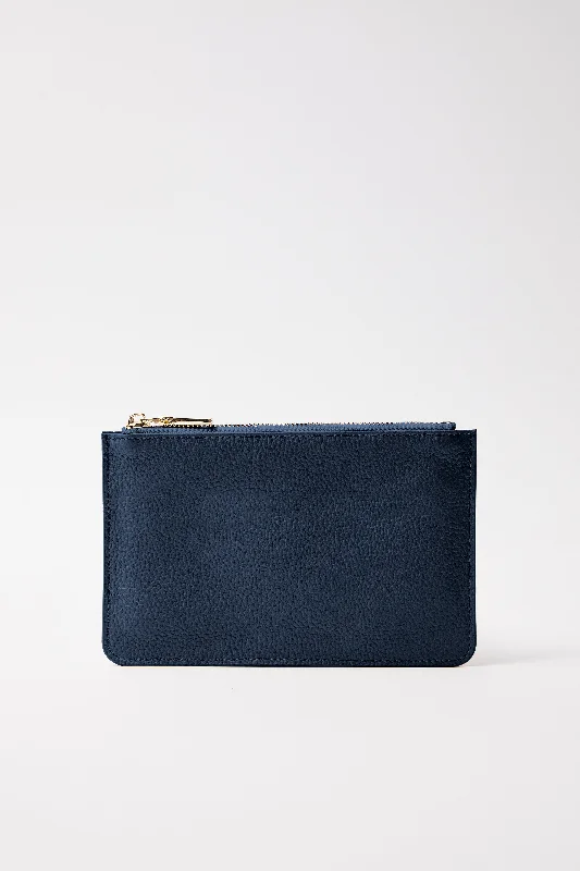 Small Leather Clutch | Midnight Navy Gold