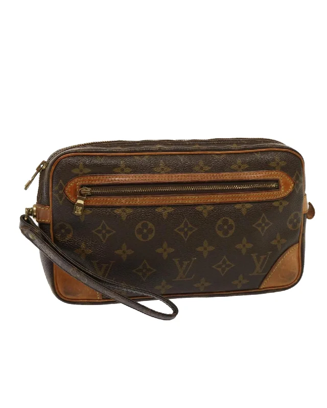 Monogram Canvas Clutch Bag with Detachable Wrist Strap