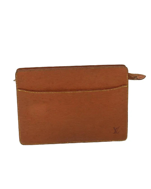 Epi Leather Clutch Bag with Zipang Gold Accents