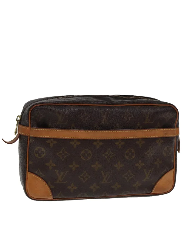 Monogram Canvas Clutch Bag with Multiple Pockets