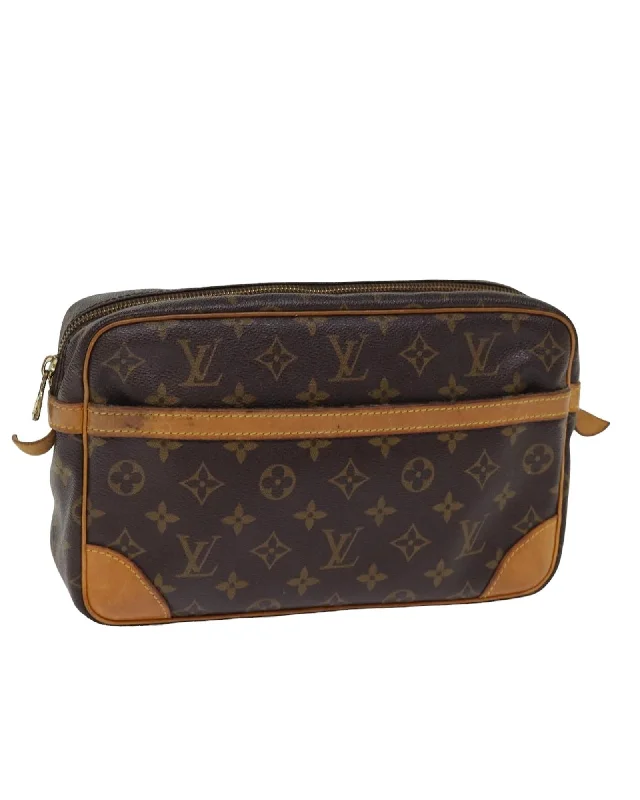 Monogram Canvas Clutch Bag with Multiple Pockets