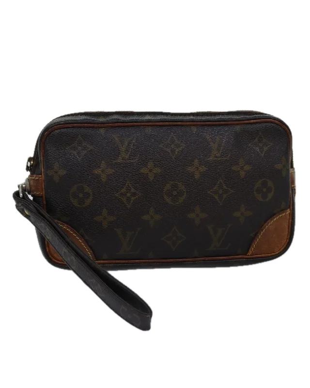 Monogram Canvas Clutch Bag with Zipper Pull