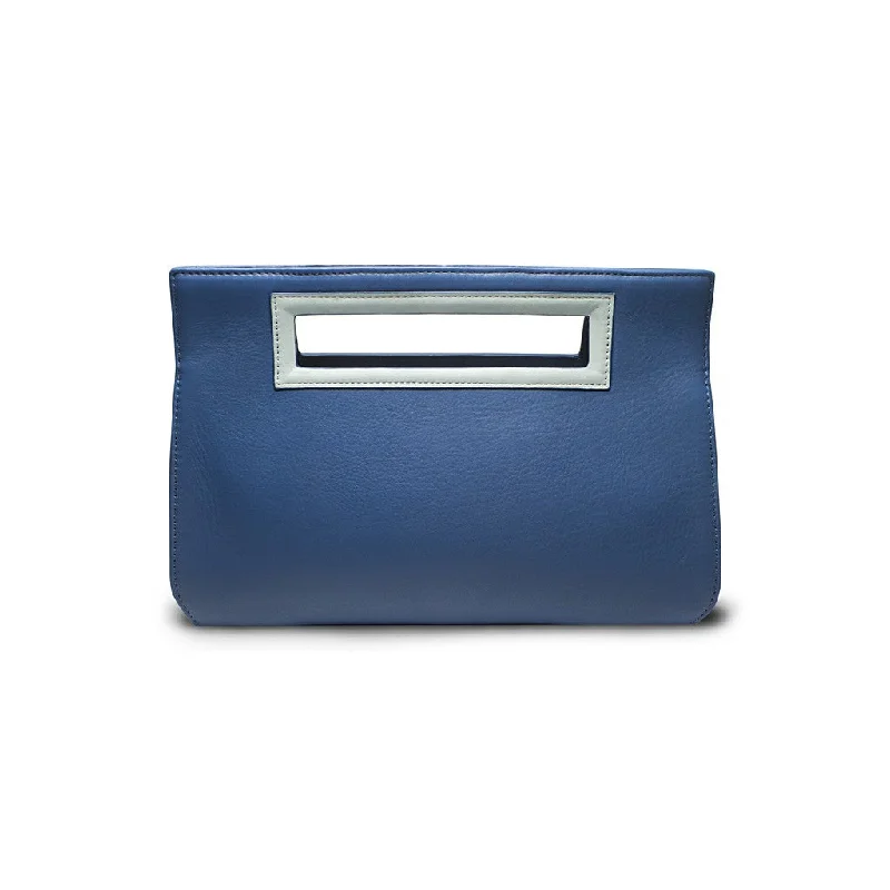 Blue Leather Clutch Handbag - Whippoorwill