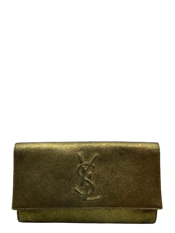 Yves Saint Laurent Calfskin Monogram Large Belle De Jour Clutch