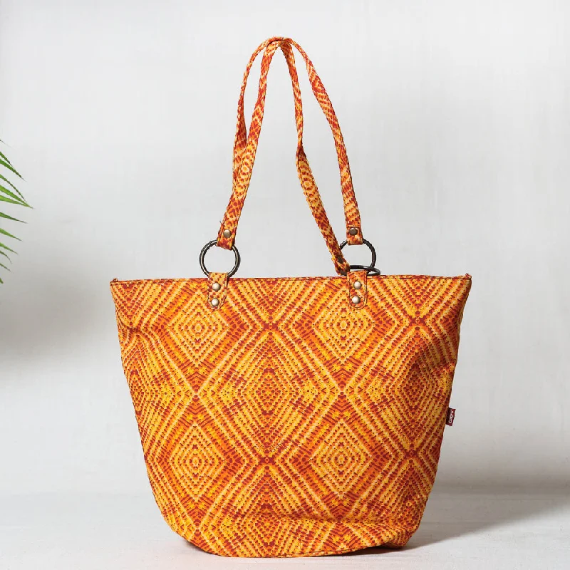 Orange - Bagru Block Printed Cotton Shoulder Bag