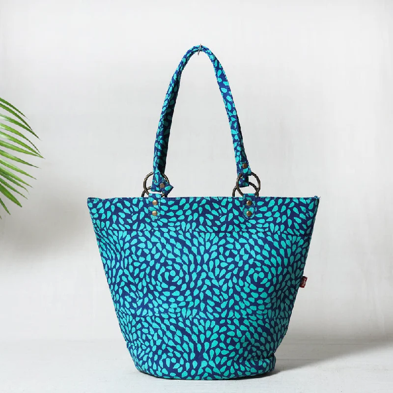 Blue - Bagru Block Printed Cotton Shoulder Bag