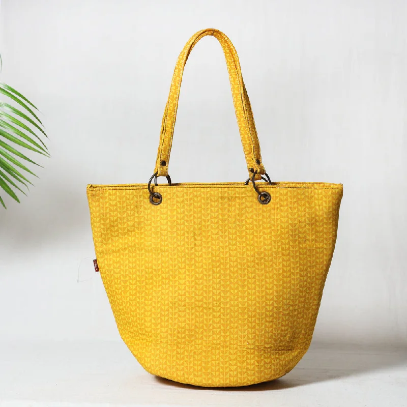 Yellow - Bagru Block Printed Cotton Shoulder Bag