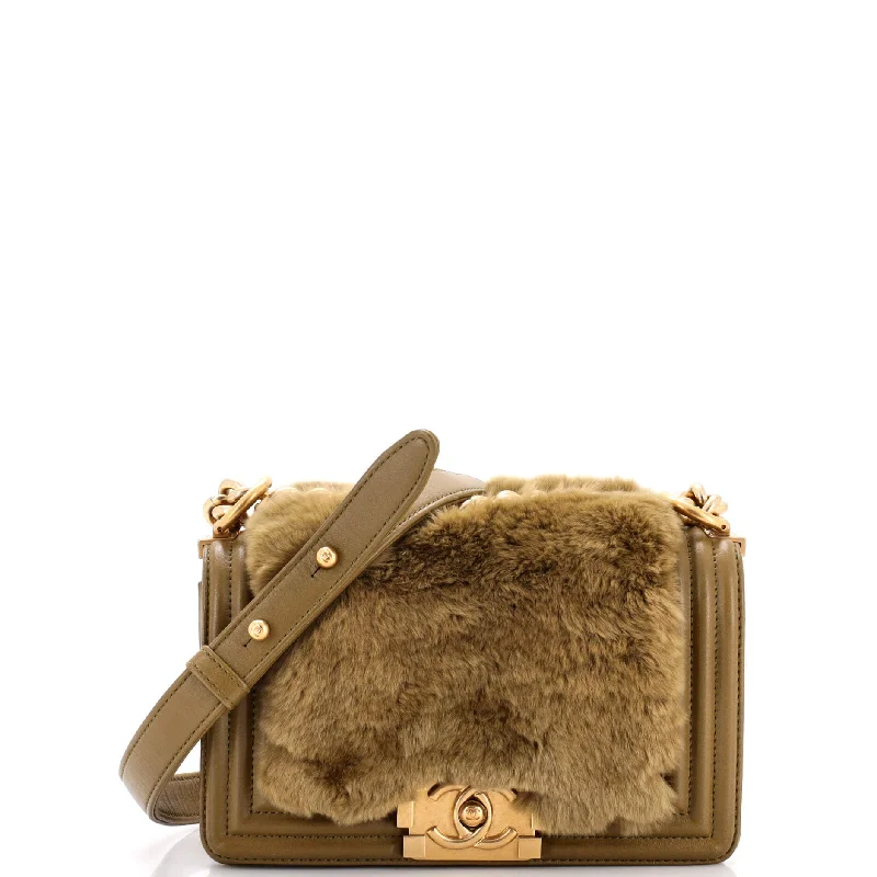 Boy Flap Bag Fur with Leather Small