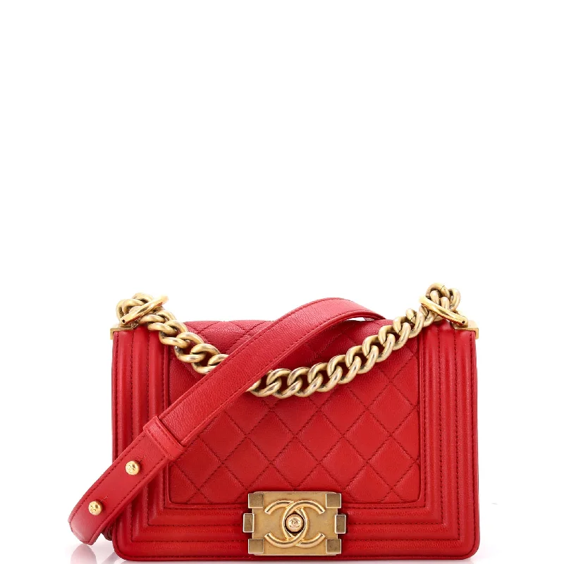 Boy Flap Bag Quilted Caviar Small