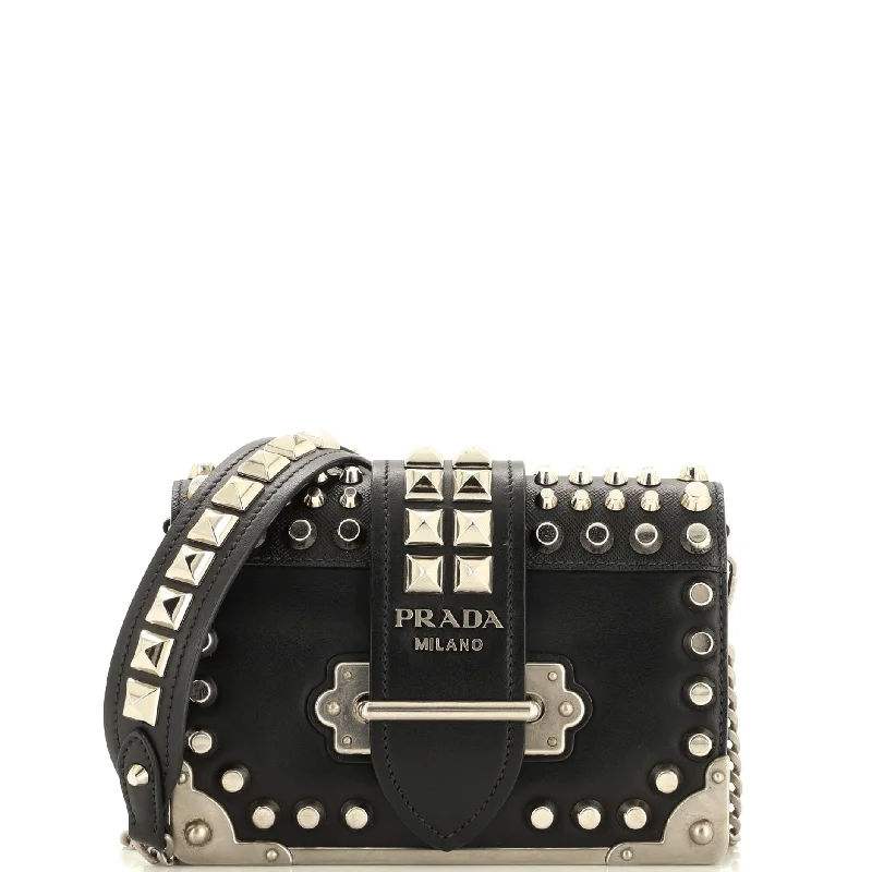 Cahier Crossbody Bag Studded City Calf with Saffiano Small