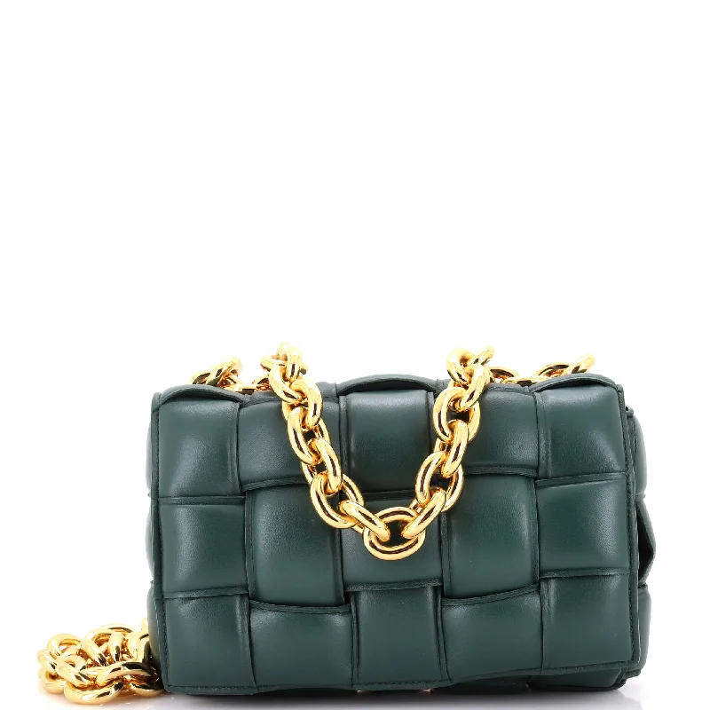 Cassette Chain Crossbody Bag Padded Maxi Intrecciato Leather