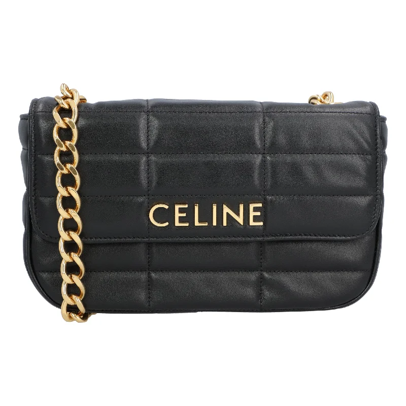 Celine Chain Shoulder Bag Matelasse Monochrome Celine In Quilted Calfskin Black