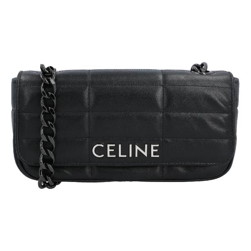 Celine Matelasse Chain Shoulder Bag Quilted Black