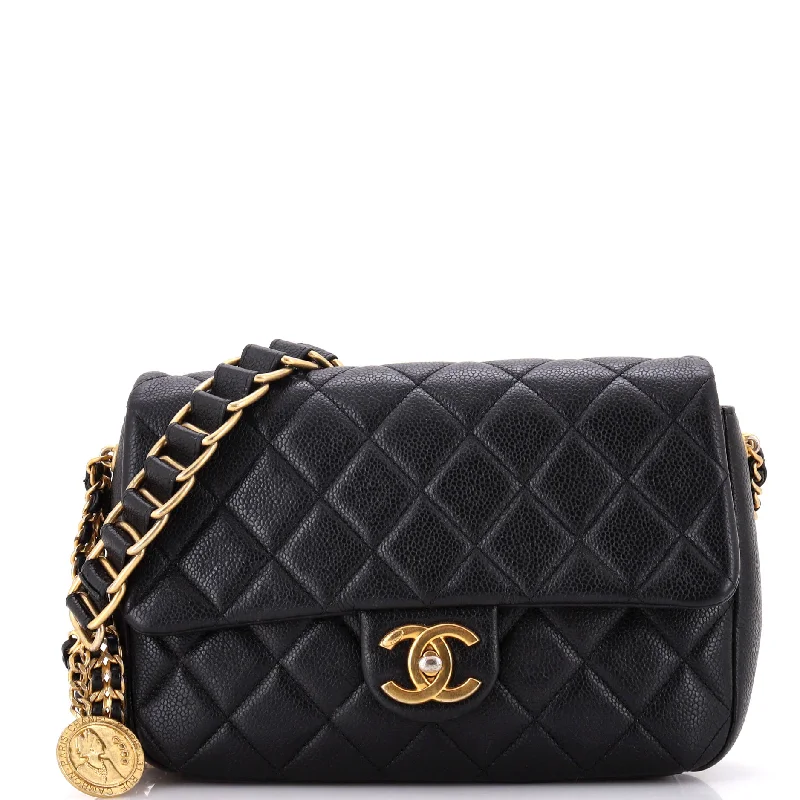 Chain Soul Flap Bag Quilted Caviar Medium