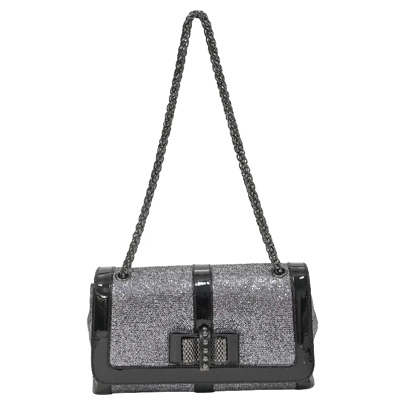 Christian Louboutin Small Sweet Charity Bag in Silver Glitter Leather