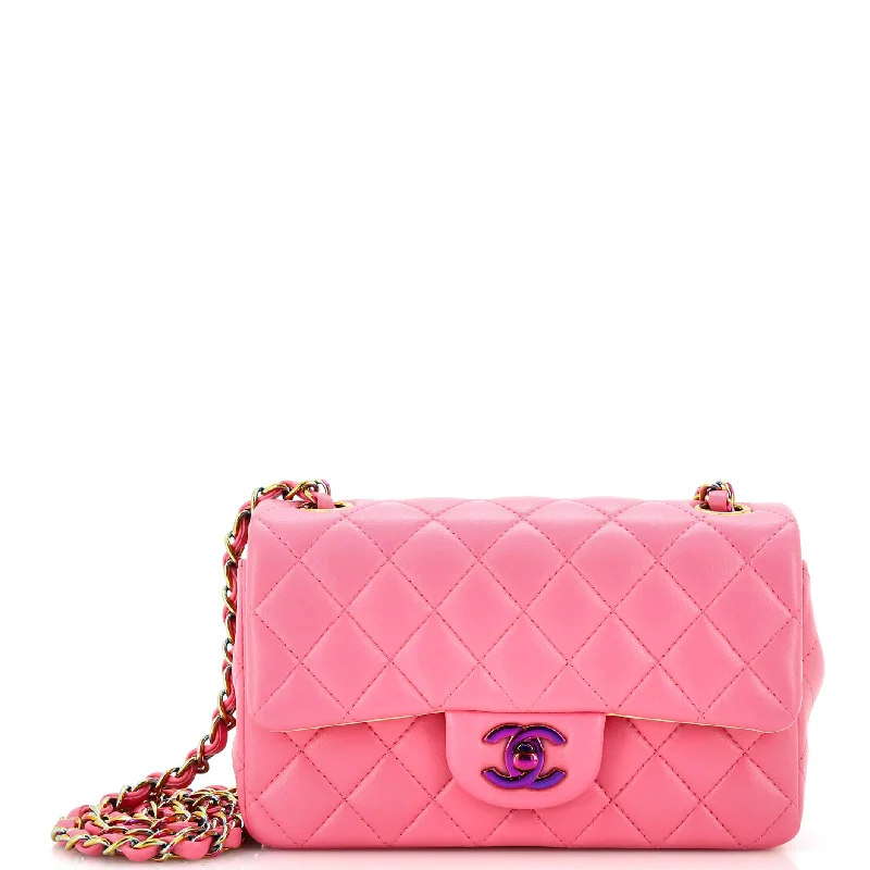 Classic Single Flap Bag Quilted Lambskin with Rainbow Hardware Mini