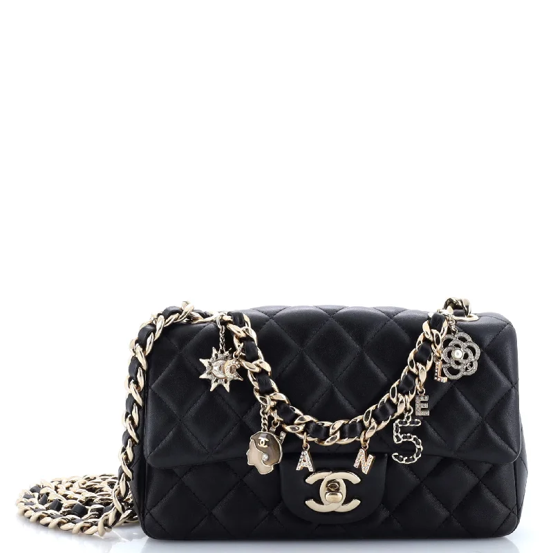 Coco Charms Classic Single Flap Bag Quilted Lambskin Mini