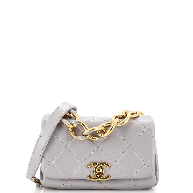 Color Match Flap Bag Quilted Lambskin Mini