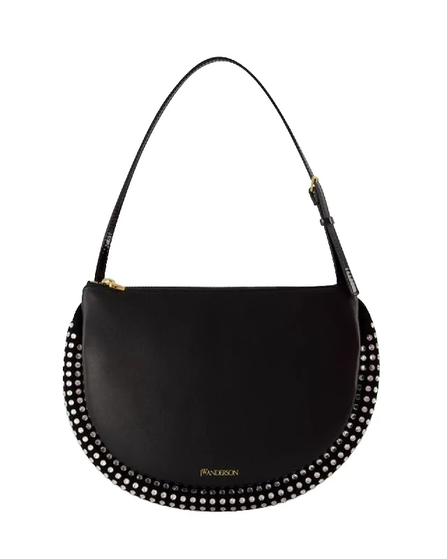 Crystal Bumper-Moon Hobo Bag - J.W. Anderson -  Black - Leather