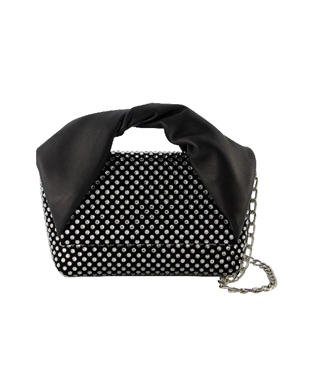 Crystal Midi Twister Hobo Bag - J.W. Anderson -  Black - Leather