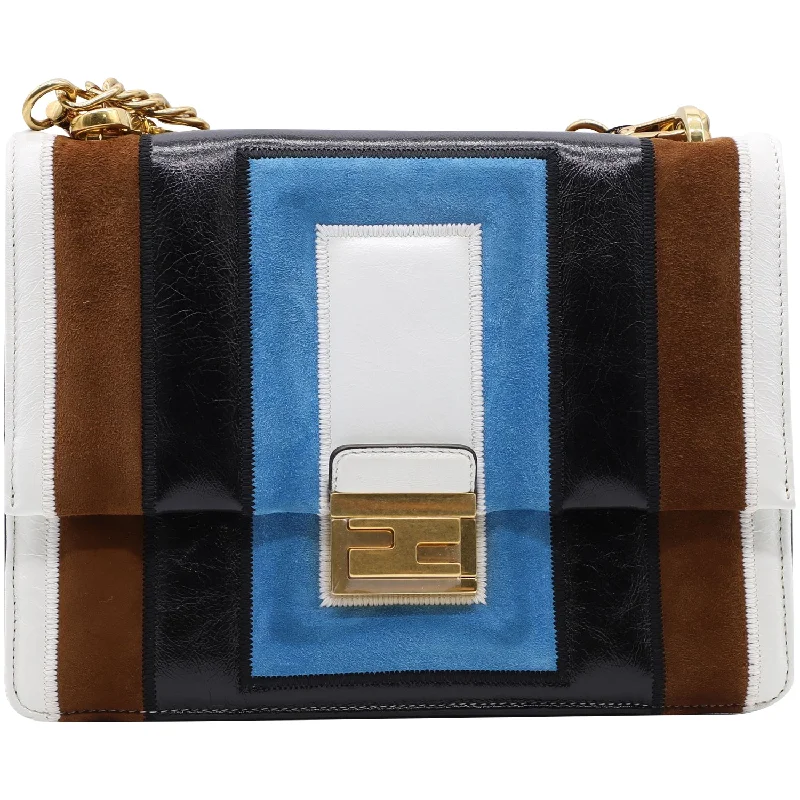 Fendi Kan U Shoulder Bag in Multicolor Calfskin Leather