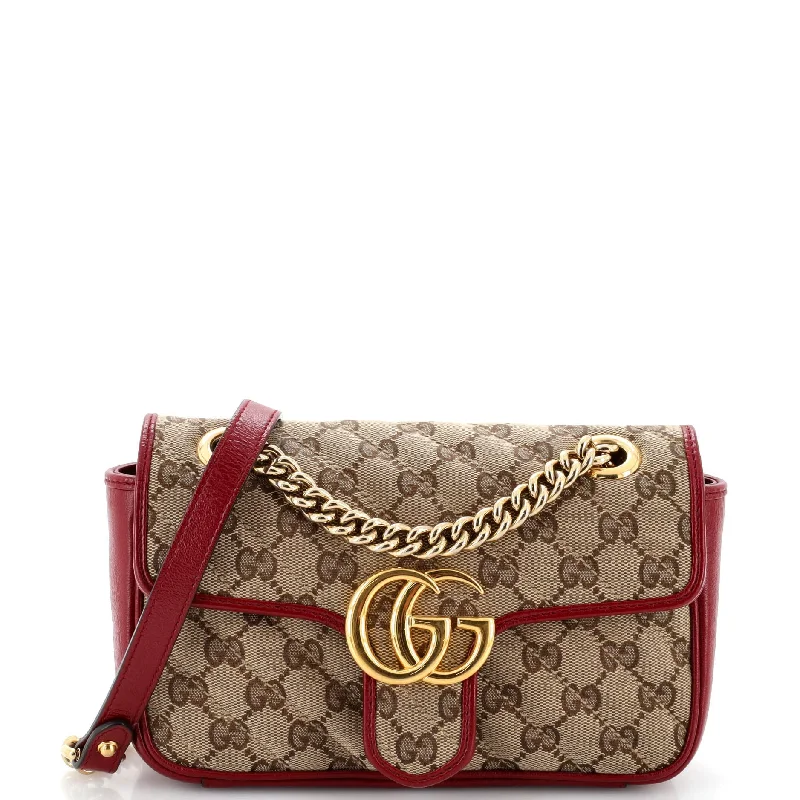 GG Marmont Flap Bag Diagonal Quilted GG Canvas Mini