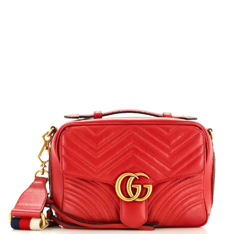 GG Marmont Zip Around Camera Bag Matelasse Leather Small