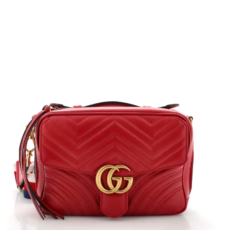 GG Marmont Zip Around Camera Bag Matelasse Leather Small