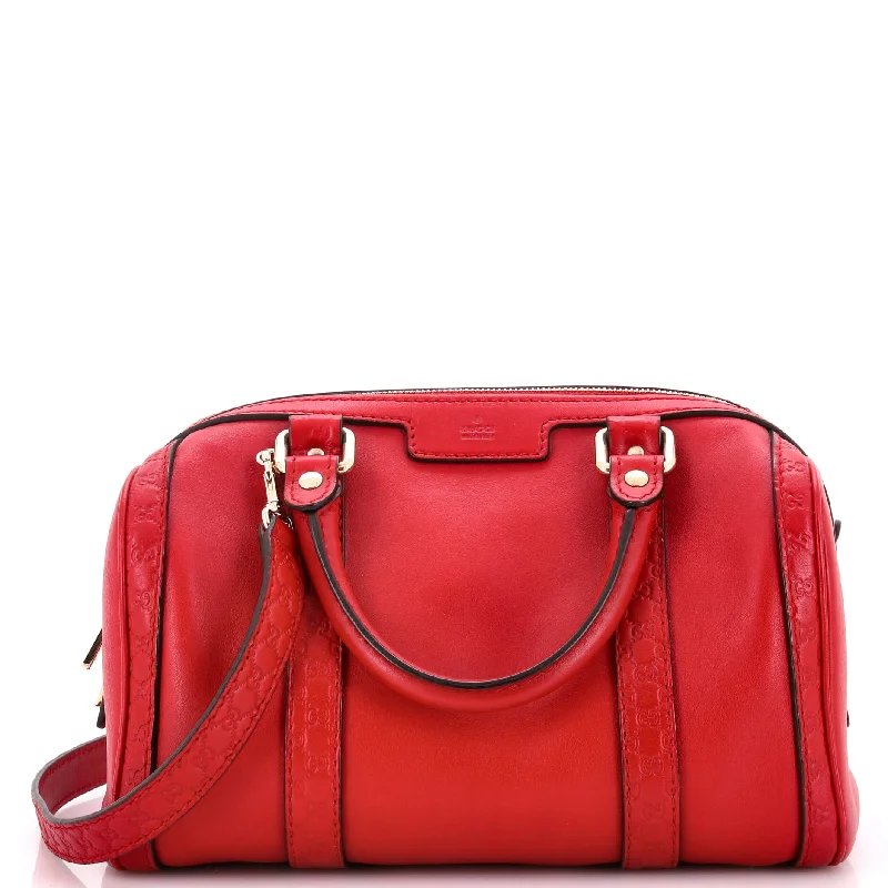 Joy Boston Bag Leather with Microguccissima Detail Small