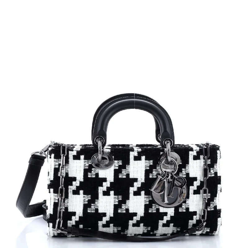 Lady D-Joy Bag Houndstooth Embroidered Canvas Medium