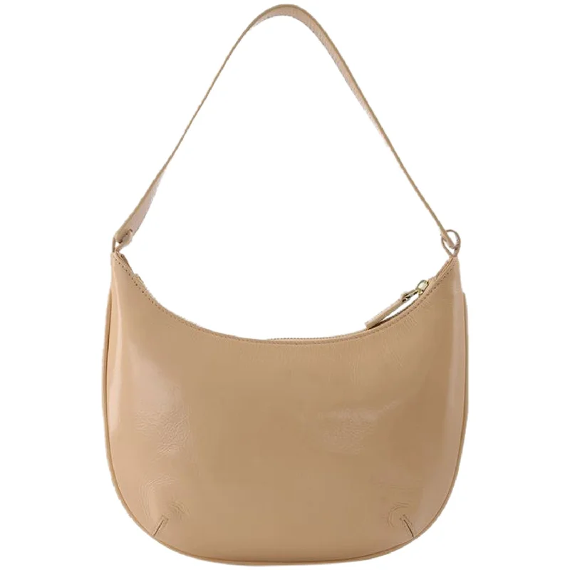 Mini Hobo Bag in Beige Leather