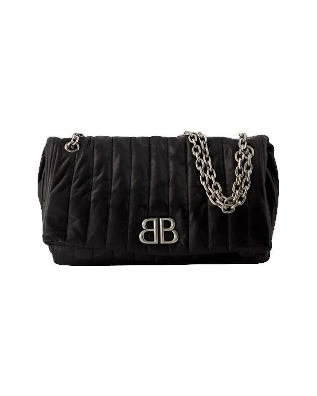 Monaco Hobo Bag M - Balenciaga - Quilted Leather  - Black