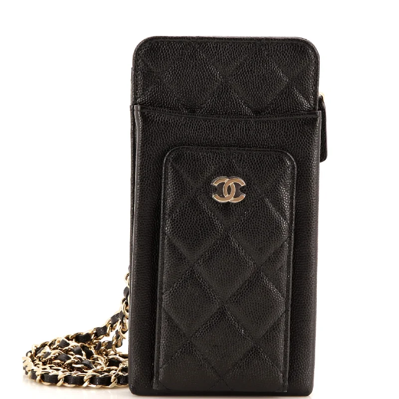 O Phone Holder Crossbody Bag Quilted Caviar