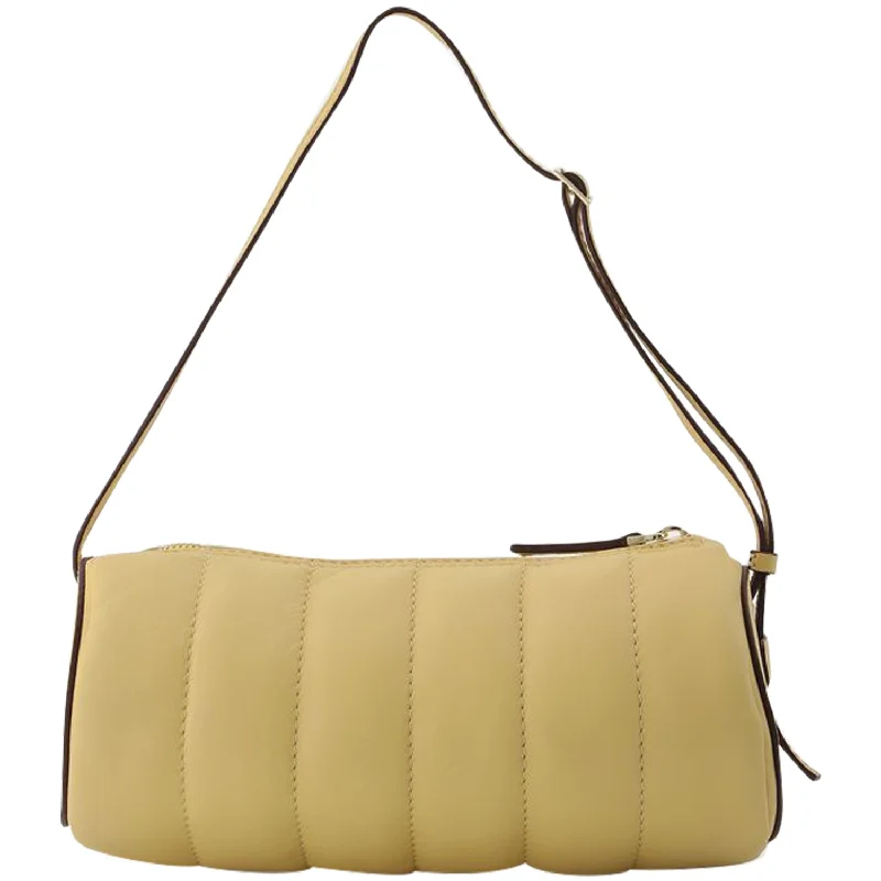 Padded Cylinder Bag in Cream Leather