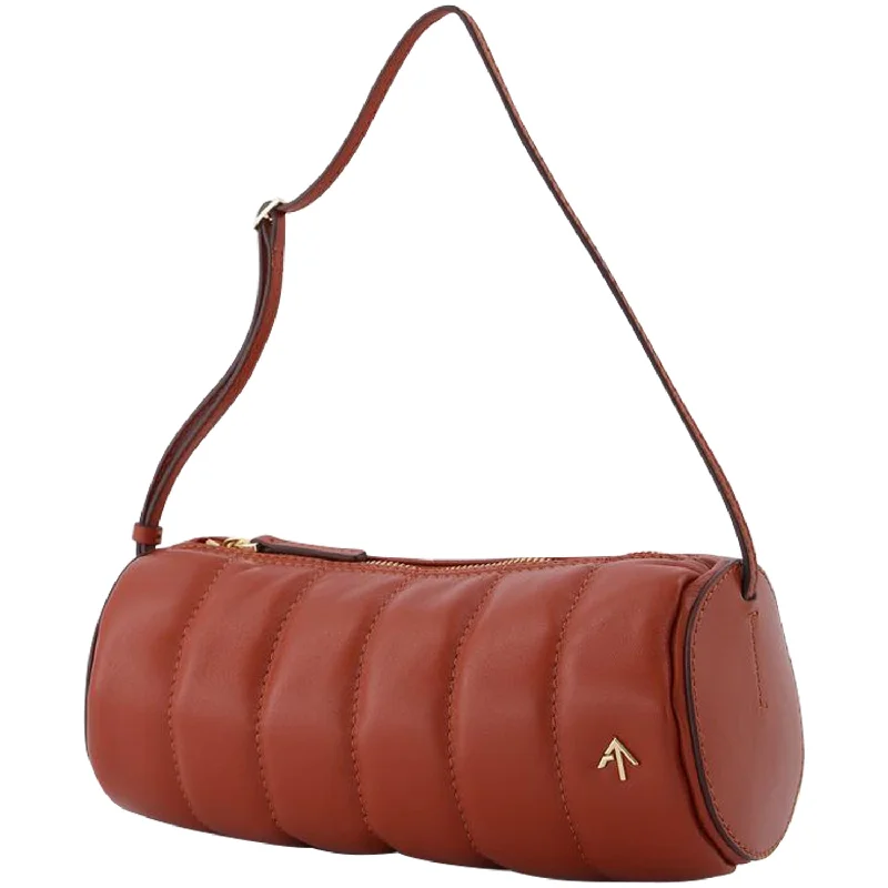 Padded Cylinder Bag in Red Leather