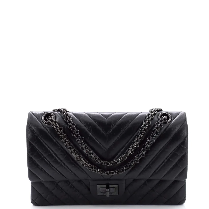 So Black Reissue 2.55 Flap Bag Chevron Aged Calfskin 225