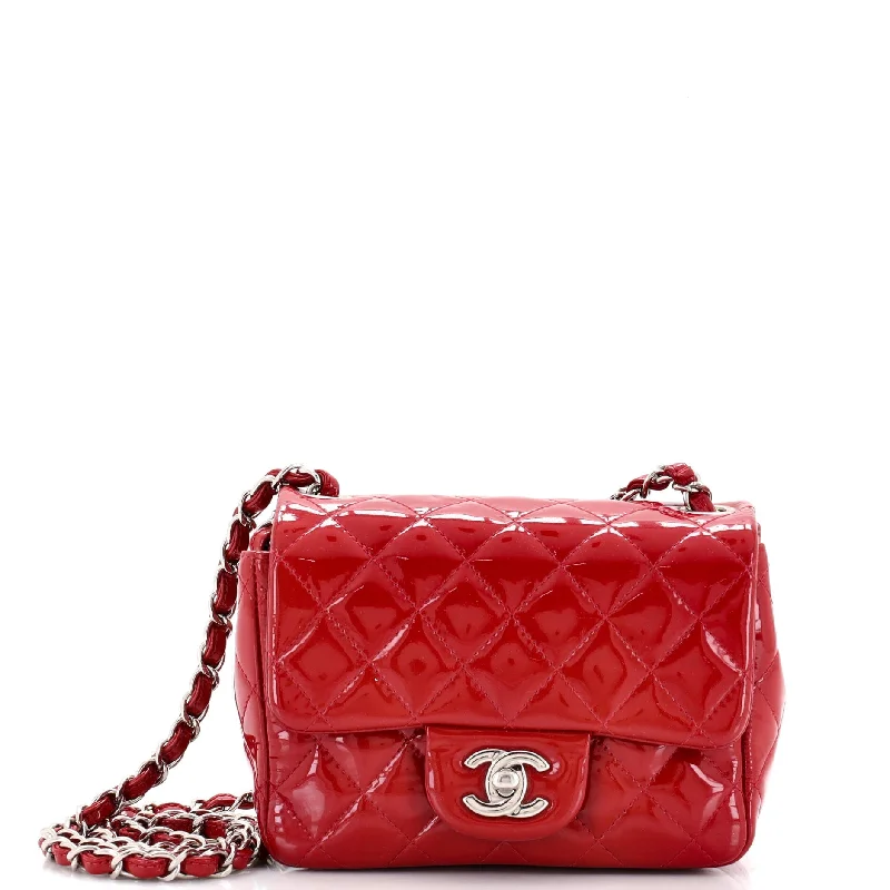 Square Classic Single Flap Bag Quilted Patent Mini