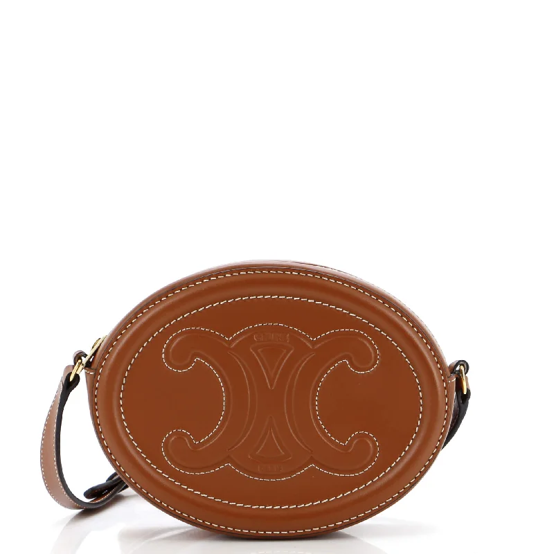 Triomphe Oval Crossbody Bag Leather Mini