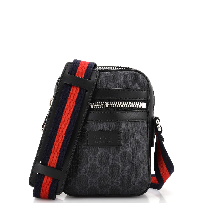 Web Strap Front Zip Messenger Bag GG Coated Canvas Mini